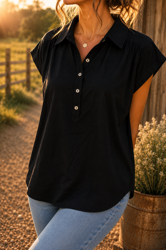 P. S. Woven Short Sleeve Top