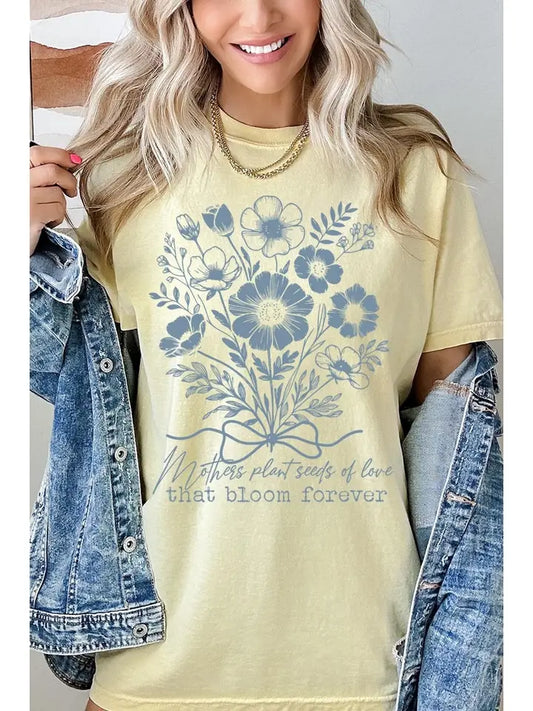 Mom Floral Quote Graphic Garment Dyed Tee