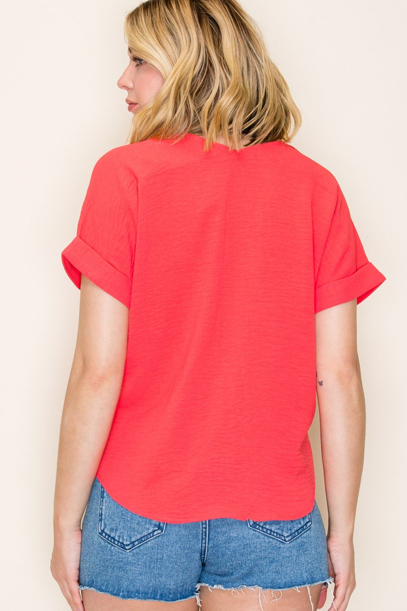 Staccato Cuffed Sleeve Solid Top