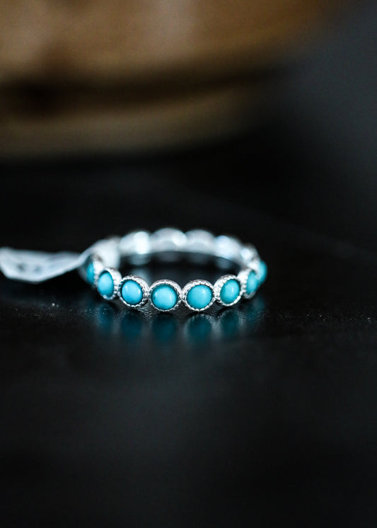 Turquoise Eternity Sterling Silver Ring