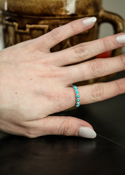 Turquoise Eternity Sterling Silver Ring