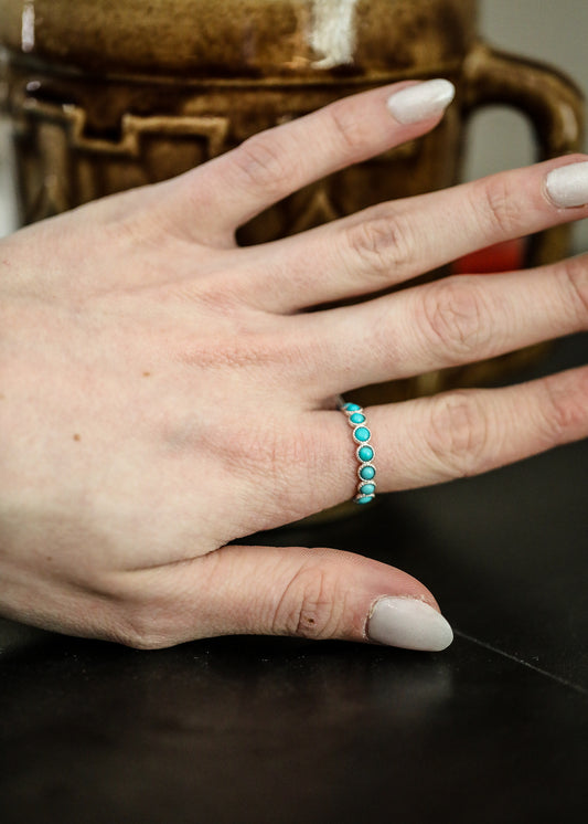 Turquoise Eternity Sterling Silver Ring