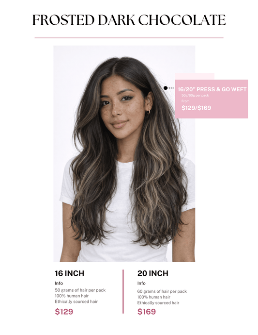 FROSTED DARK CHOCOLATE - Simple Inches. Hair Extensions