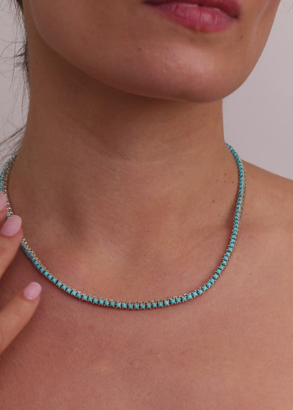 Bold Moves Genuine Turquoise Tennis Necklace