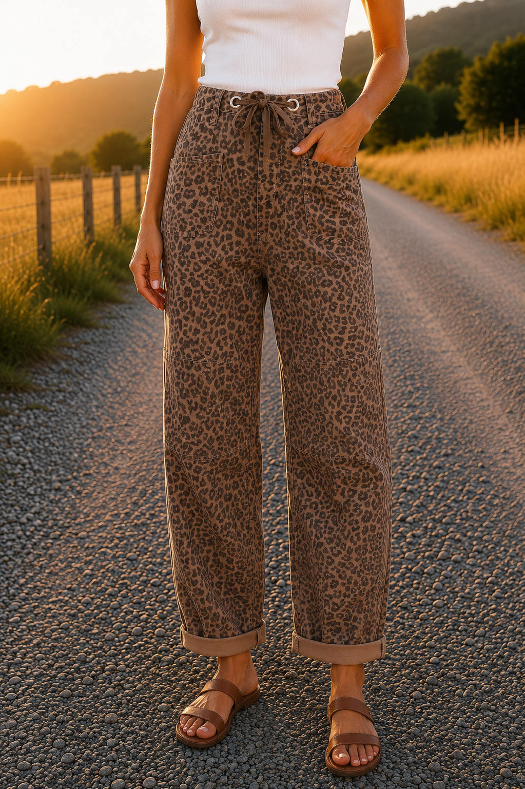 Risen Barrel Jeans in Leopard print