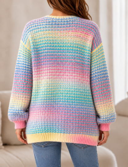 [PRE-ORDER] Multi Stripe Open Front Knit Cardigan - Ships Early Dec