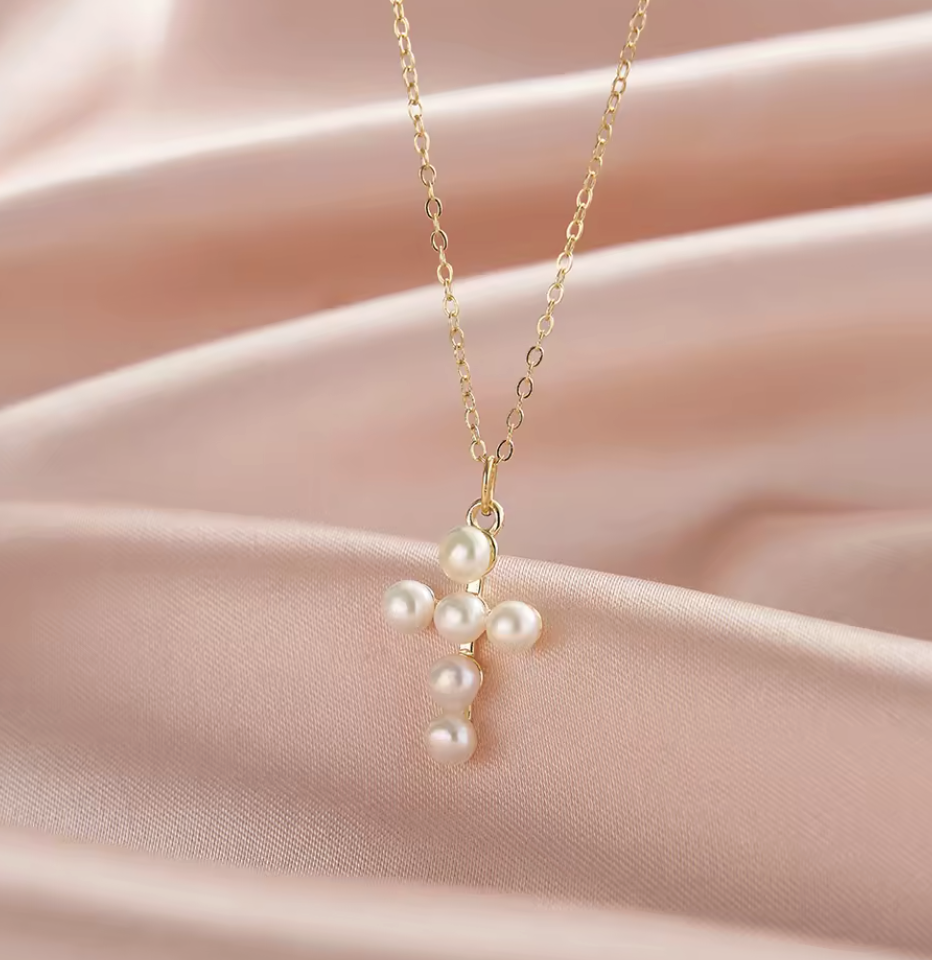 925 Silver Freshwater Pearl Cross